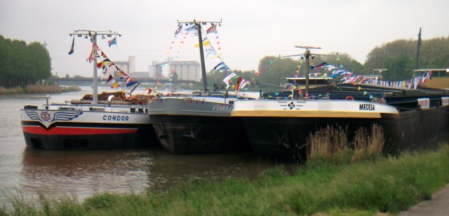 7. Barges bunted up for a wedding